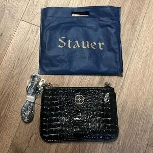 STAUER new in wrapping, Sloane crocodile embossed black purse